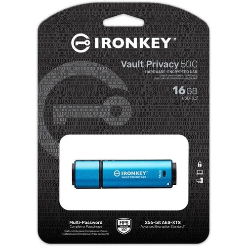 16GB USB-C IRONKEY VAULT PRIVACY 50C AES-256 ENCRYPTED FIPS