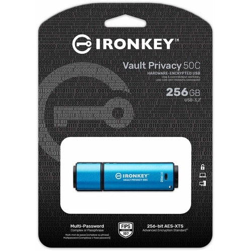 256GB USB-C IRONKEY VAULT PRIVACY 50C AES-256 ENCRYPTED FIPS