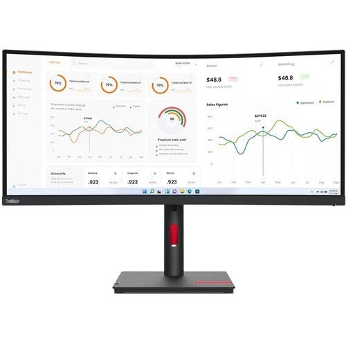 Lenovo ThinkVision T34w-30 34\" Class UW-QHD Curved Screen LED Monitor