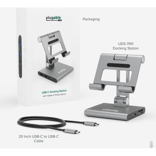 Station d'accueil USB-C Plugable 8 en 1 pour iPad avec support, 100 W