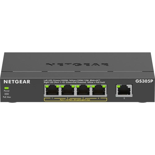 Switch no administrado GBE de 5 puertos con PoE+