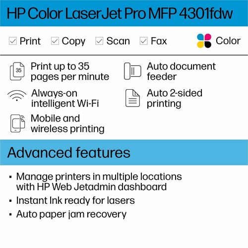 IMPRESORA COLOR LASERJET PRO MFP 4301FDW