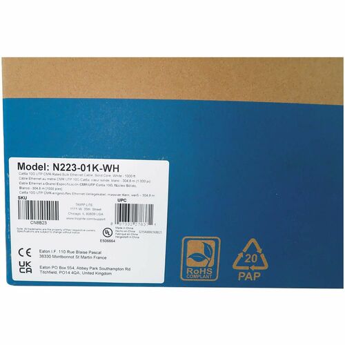 Tripp Lite by Eaton Cat6a 10G Solid Core UTP Bulk Ethernet Cable