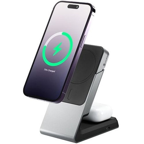 Base de carga magnética 2 en 1 Alogic Matrix - Negra - Conectores de entrada: USB - Magnético, Ma