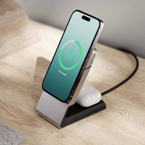 Base de carga magnética 2 en 1 Alogic Matrix - Negra - Conectores de entrada: USB - Magnético, Ma