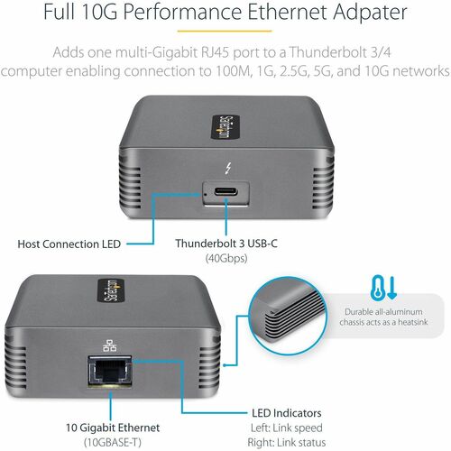 Adaptateur StarTech.com Thunderbolt 3 vers Ethernet, 10 GbE, Multi-Gigabit T