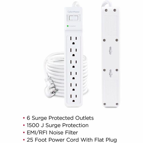 Cyber Power CyberPower B625 Essential 6 - Protector contra sobretensiones de tomacorrientes con