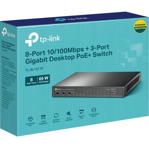 8-PORT 10/100MBPS + 3-PORT GIGABIT DT SWITCH W/ 8-PORT POE+