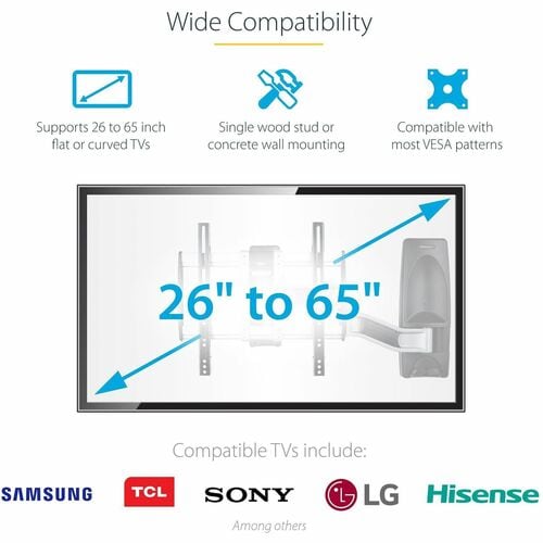 StarTech.com Articulating TV Wall Mount, VESA Wall