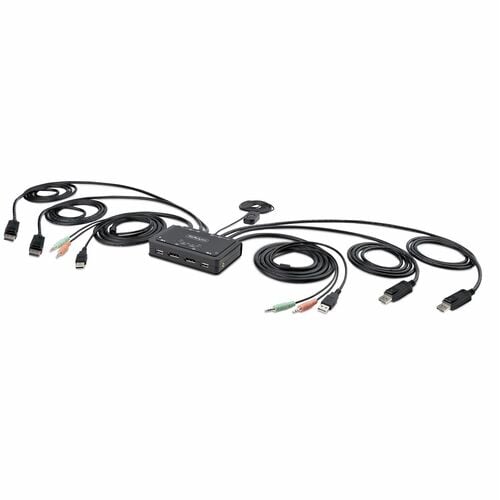 CONMUTADOR KVM COMPACTO 4K DE 2 PUERTOS - CONMUTADOR KVM CON CABLE PARA DOS MONITORES