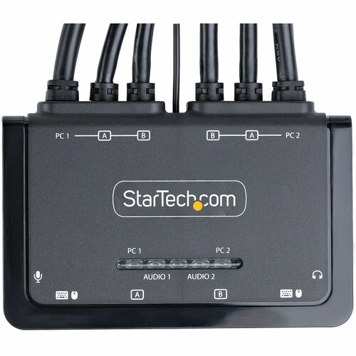 CONMUTADOR KVM COMPACTO 4K DE 2 PUERTOS - CONMUTADOR KVM CON CABLE PARA DOS MONITORES