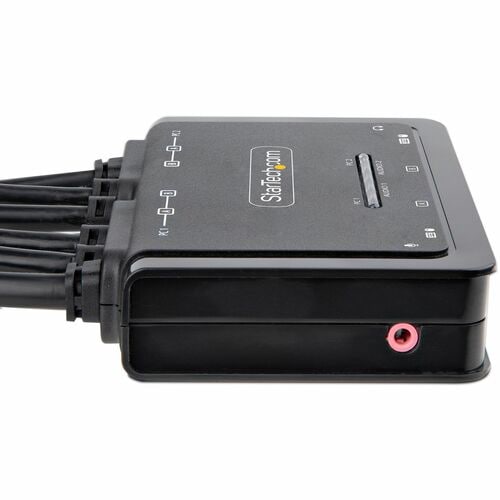 CONMUTADOR KVM COMPACTO 4K DE 2 PUERTOS - CONMUTADOR KVM CON CABLE PARA DOS MONITORES