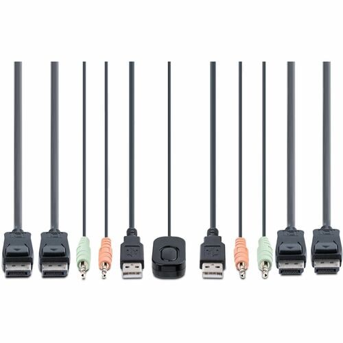 CONMUTADOR KVM COMPACTO 4K DE 2 PUERTOS - CONMUTADOR KVM CON CABLE PARA DOS MONITORES