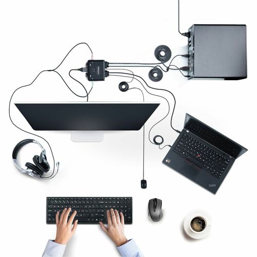 CONMUTADOR KVM 4K COMPACTO DE 2 PUERTOS - CONMUTADOR KVM CON CABLE USB-A/USB-C
