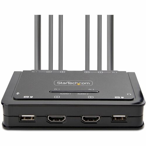 CONMUTADOR KVM COMPACTO 4K DE 2 PUERTOS - CONMUTADOR KVM CON CABLE PARA DOS MONITORES