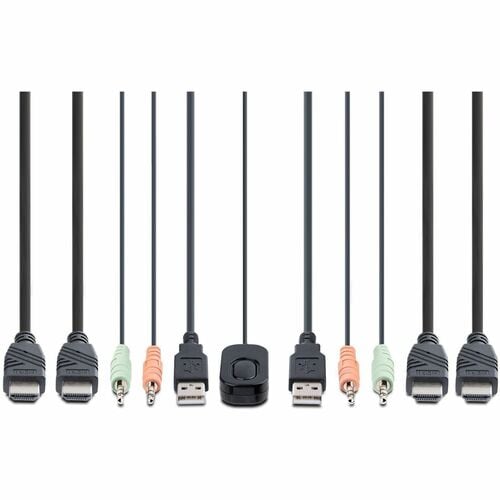 CONMUTADOR KVM COMPACTO 4K DE 2 PUERTOS - CONMUTADOR KVM CON CABLE PARA DOS MONITORES