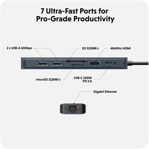 Concentrador USB HyperDrive de Targus - USB tipo C - 7 puertos USB