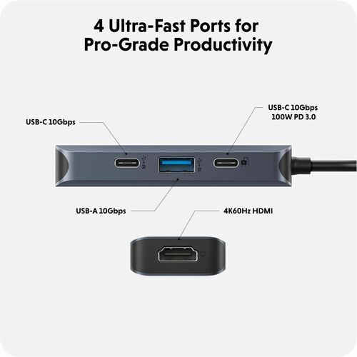 Concentrador USB-C Targus Next de 4 puertos - USB tipo C - 10 GB/s - 4 puertos USB