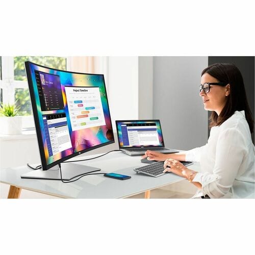 Monitor LED Dell UltraSharp U3824DW de 38" con pantalla curva WQHD+ - 21:9 - Negro, plateado