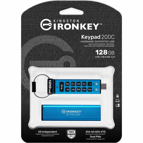 128GB USB-C IRONKEY KEYPAD 200C FIPS 140 3 LVL 3 AES-256