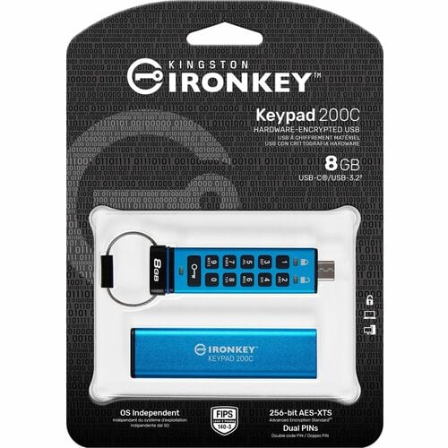 8GB USB-C IRONKEY KEYPAD 200C FIPS 140-3 LVL 3 AES-256