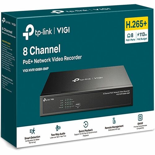 Grabador de vídeo en red TP-Link VIGI de 8 canales PoE+ - Grabador de vídeo en red - HD