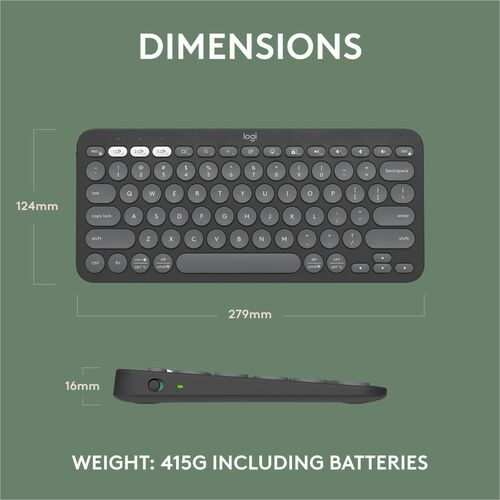 Clavier Logitech Pebble Keys 2 K380S, graphite tonal