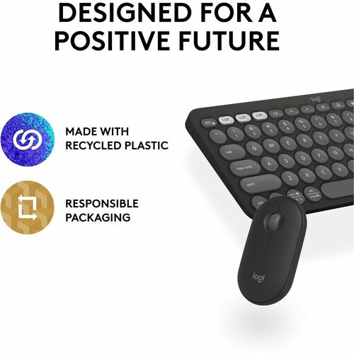 Logitech Pebble 2 Combo Keyboard & Mouse - USB Type A Wireless Bluetooth Keyboard