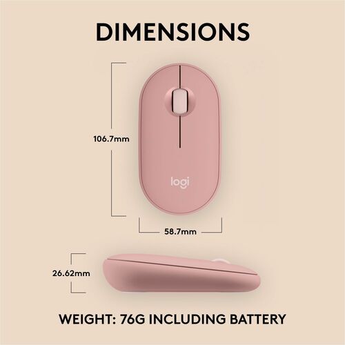 LOGITECH PEBBLE MOUSE 2 M350S TONAL ROSE MULTI 4