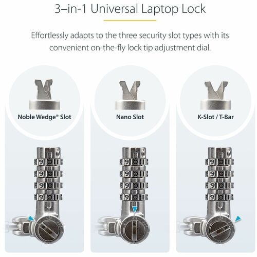Candado universal para portátil StarTech.com de 2 metros