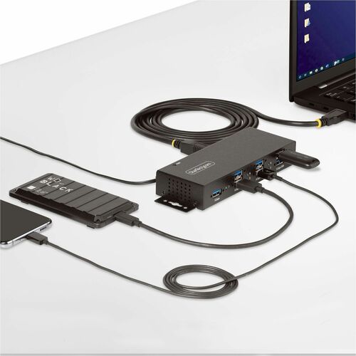 StarTech.com 7-Port Managed USB Hub, Heavy Duty Metal Industrial