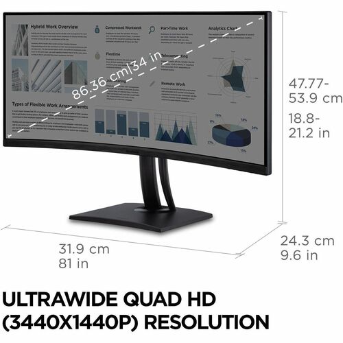 MONITEUR UWQHD INCURVÉ 34 COLORPRO 21:9 AVEC FREESYNC 75 Hz 100 W USB C