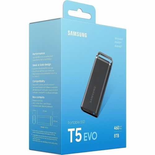 USB 3.2 GEN. 1 T5 EVO 8TB PORTABLE SSD - BLACK MULTI 5