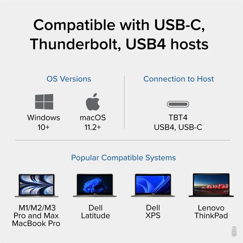 Station d'accueil Thunderbolt 4 enfichable avec charge de 100 W, Th