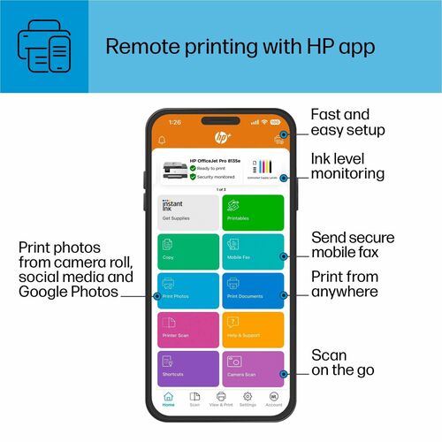 OFFICEJET PRO 8135E CLR INJET P/S/C/F ADF ENET USB WL 1200X1200