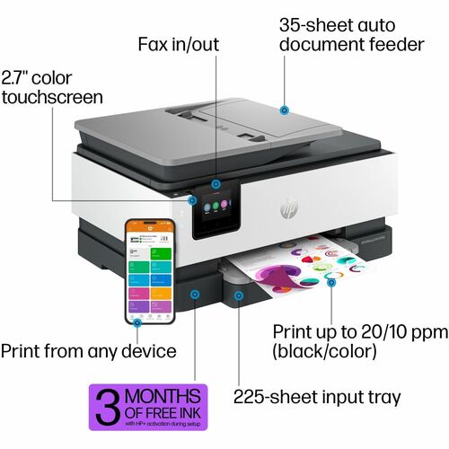 OFFICEJET PRO 8135E CLR INJET P/S/C/F ADF ENET USB WL 1200X1200