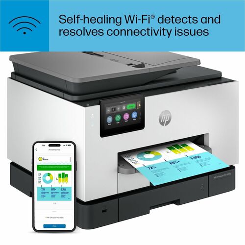 Impresora de inyección de tinta OfficeJet Pro 9135E transparente, color P/S/C/F, ENET, USB, WL, 1200 x 1200, 512 MB