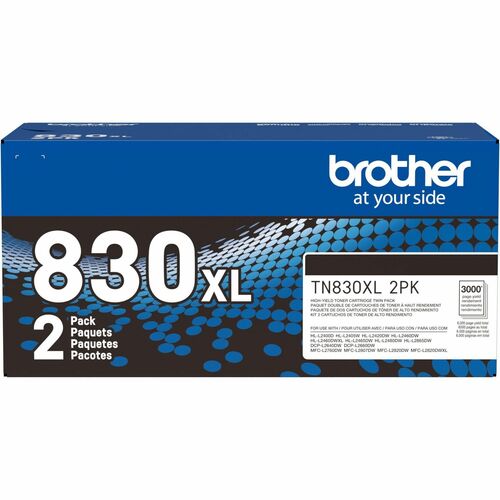 Cartouche de toner noir haute capacité Brother authentique, lot de 2