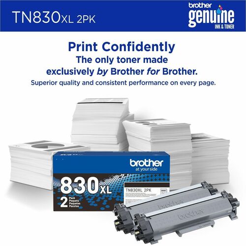 Cartouche de toner noir haute capacité Brother authentique, lot de 2