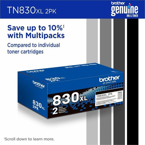 Cartouche de toner noir haute capacité Brother authentique, lot de 2