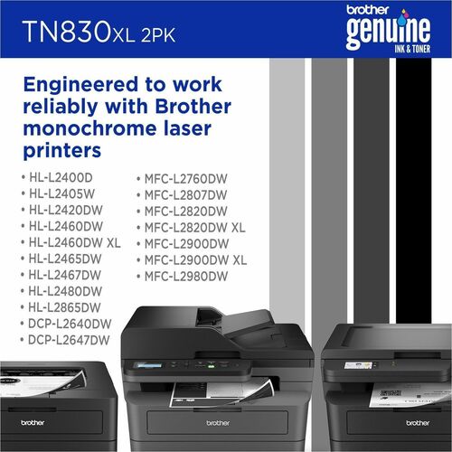 Cartouche de toner noir haute capacité Brother authentique, lot de 2
