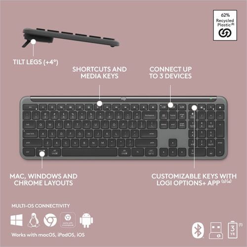Clavier et souris Logitech Signature Slim MK955 - USB Type A sans fil B