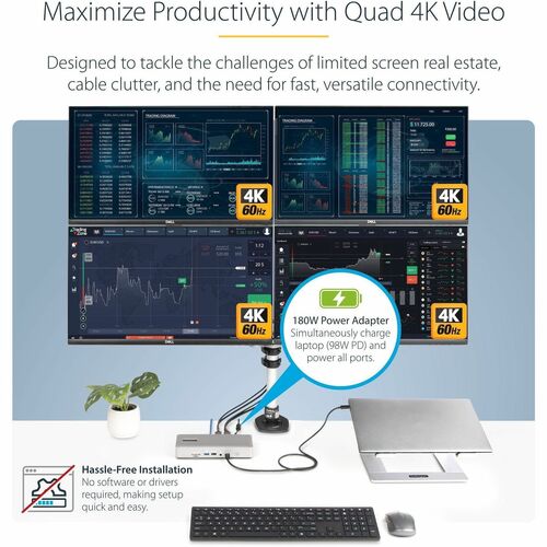 Station d'accueil multi-écrans StarTech.com Thunderbolt 4, quadruple/triple