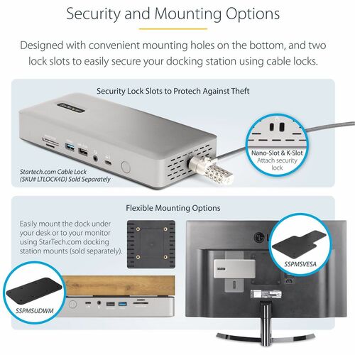 Station d'accueil multi-écrans StarTech.com Thunderbolt 4, quadruple/triple