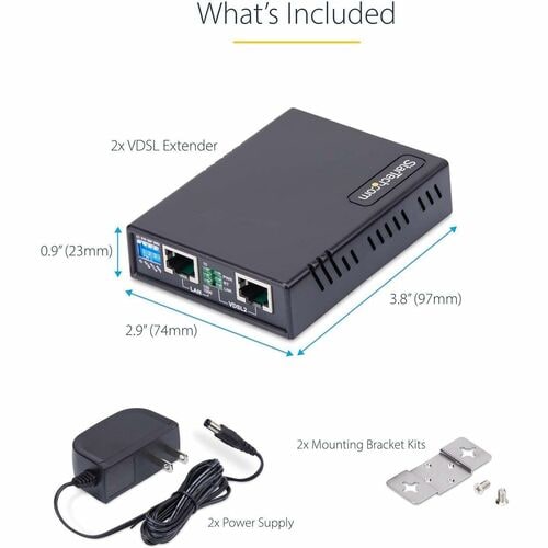StarTech.com VDSL2 Ethernet Extender Kit over Single Pair Wire, Up to 0.6mi LAN Repeater