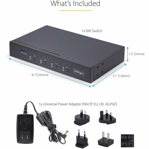 COMMUTATEUR CLAVIER/SOURIS 4 PORTS COMMUTATEUR SOURIS ROAMING KM/USB
