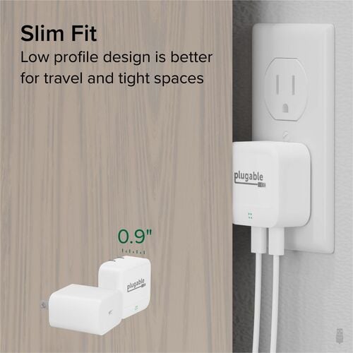 Plugable Dual USB C Charger Block, 40W Foldable 2
