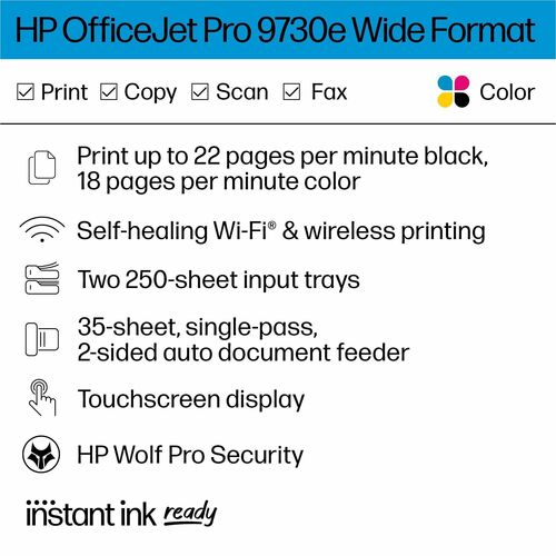 IMPRESORA AIO HP OFFICEJET PRO 9730E WF EE. UU./CANADÁ INGLÉS FRANCÉS AN