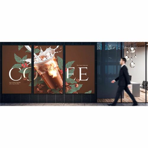 Écran plat professionnel 4K UHD 98 pouces. Support multimédia intégré.