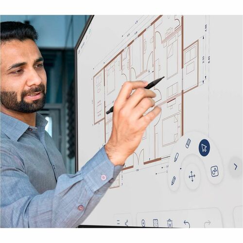 Écran plat professionnel 4K UHD 75 pouces. Support multimédia intégré.